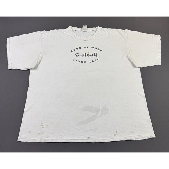 Carhartt Other - Rare Vintage Y2K Carhartt Hard At Work Thrashed Worn White Shirt Workwear Hype